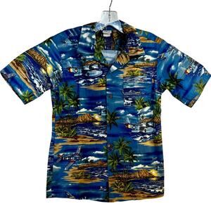 Hawaiian Shirt Boys 16 VTG 1980s Nui Nalu Diamond Head Airlane Surf Palm Trees